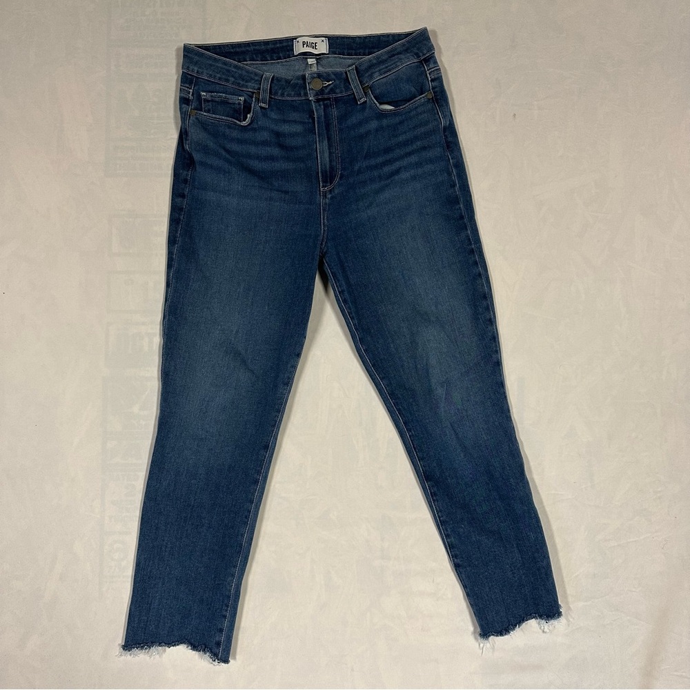 PAIGE Hoxton Slim Crop Distressed Raw Hem Womens 31